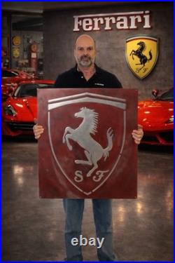 Ferrari Metal Sign Hand Cast Aluminum Relief Wall Art Vintage 30x33 Ferrari Metal Sign Hand Cast Aluminum Relief Wall Art Vintage 30x33