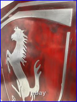 Ferrari Metal Sign Hand Cast Aluminum Relief Wall Art Vintage 30x33