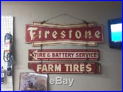 Firestone Tire metal sign vintage double sided
