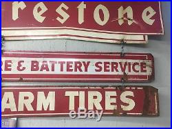 Firestone Tire metal sign vintage double sided
