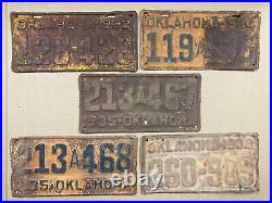 Five Oklahoma license plates lot 1932 1934 1935 1939 Ford deuce coupe V8 rat rod