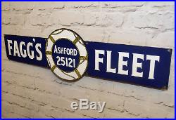 Fleet Fagg bus pictorial enamel sign advertising decor mancave metal vintage
