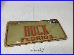 Florida 1975 license plate BUCK personalized vanity DEER BUCK RARE 1980
