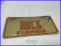 Florida 1975 license plate BUCK personalized vanity DEER BUCK RARE 1980