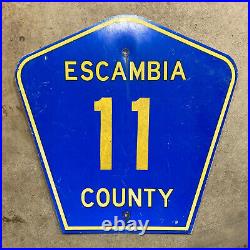 Florida Escambia County route 11 highway road sign shield pentagon yellow blue