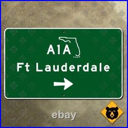 Florida Ft. Lauderdale state route A1A highway road sign beach 1961 22x13 Florida Ft. Lauderdale state route A1A highway road sign beach 1961 22x13