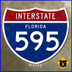 Florida Interstate 595 route marker road sign 1961 Sunrise Fort Lauderdale 28x24