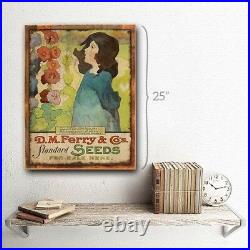 Flower Seeds Vintage Advertisement Metal Sign Decor for Porch, Patio or Deck