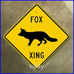 Fox crossing warning highway marker road sign vixen kit foxes wildlife 16x16