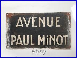 French Vintage 2-sided Big Street Sign Avenue Paul Minot & Avenue De Bourgogne