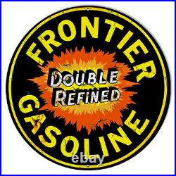 Frontier Gasoline Reproduction Vintage Metal Sign 30x30 Round RVG728-30