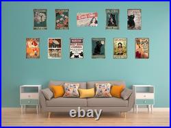 Funny Black Cat Warning Decor Retro Metal Tin Sign Keep Black Cat Warning
