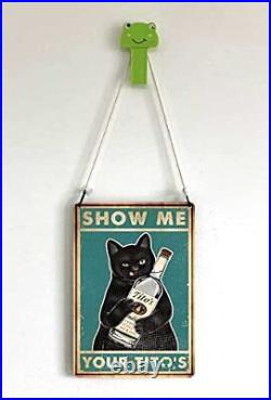 Funny Show Me Your Tito's Black Cat Poster Man Cave Sign Vintage Bar Bar Wall