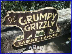 GRUMPY GRIZZLY CABINS CANOE Metal DISPLAY SIGN vintage look Outdoors look Large