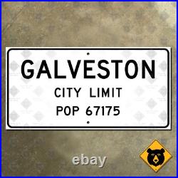 Galveston Texas city limit marker road highway sign 1956 24x12 Galveston Texas city limit marker road highway sign 1956 24x12