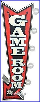 Game Room Double-Sided Marquee Sign with Vintage Print and LED Bulbs Retro Inspi