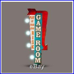 Game Room Light Sign Arcade Game Metal Vintage Look Video Pinball Coin Amusement