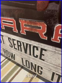 Garage Metal Sign Red Truck Tools Parts Gas Oil Fast Service Vintage Style Decor