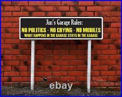 Garage Rules Metal Sign Personalized Name Aluminum Plaque My Tools My Rules 72