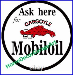 Gargoyle Mobil Oil, Round Metal Sign, 4 Sizes, Vintage Style Garage Art HDGA Gargoyle Mobil Oil, Round Metal Sign, 4 Sizes, Vintage Style Garage Art HDGA