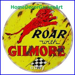 Gilmore Gas & Oil, Round Metal Sign, Aged or New Style, Vintage Style Garage Art