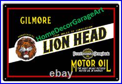 Gilmore Lion Head Motor Oil Metal Sign, Aged or New Design, Vintage Garage Art Gilmore Lion Head Motor Oil Metal Sign, Aged or New Design, Vintage Garage Art