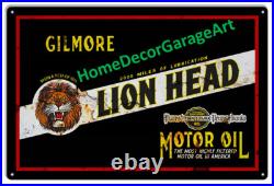 Gilmore Lion Head Motor Oil Metal Sign, Aged or New Design, Vintage Garage Art Gilmore Lion Head Motor Oil Metal Sign, Aged or New Design, Vintage Garage Art