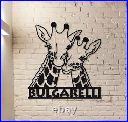 Giraffes Metal Sign, Personalized Giraffes Name Sign, Custom Giraffe Wall Art