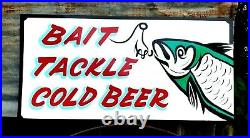 HAND PAINTED BAIT TACKLE COLD BEER Fishing Store Shop Boat Marina Lake Sign Art