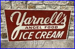 HUGE Rare Vintage Yarnells Angel Food Ice Cream Metal Sign 66 X 3+
