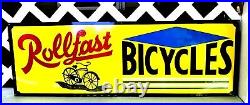 Hand Painted Vintage Oldschool Metal Rollfast Bike Bicycle Service Shop Sign Art