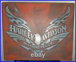 Harley Davidson Metal Sign Handmade Cast Relief Vintage Garage Wall Decor