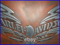 Harley Davidson Metal Sign Handmade Cast Relief Vintage Garage Wall Decor