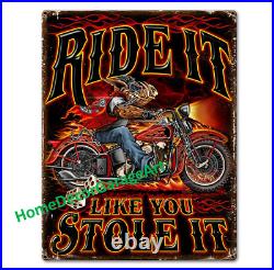 Hog Ride The Legend Motorcycle Metal Sign, 3 Sizes, Vintage Style Garage Art Hog Ride The Legend Motorcycle Metal Sign, 3 Sizes, Vintage Style Garage Art