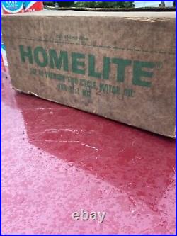Homelite 48 oil cans lot VTG chainsaw two stroke oil, original case metal sign