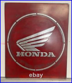 Honda Vintage Metal Sign Hand Cast Aluminum Relief Wall Art