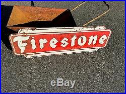 Horizontal Firestone Tires 2sided Vintage Gas Oil Auto Metal Sign GR8 Decor