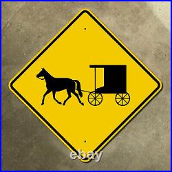 Horse buggy carriage crossing warning highway marker road sign pony coach 36x36