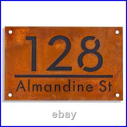 House Number Rustic Sign Street Name Address Plaque Rusted Steel