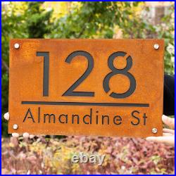 House Number Rustic Sign Street Name Address Plaque Rusted Steel