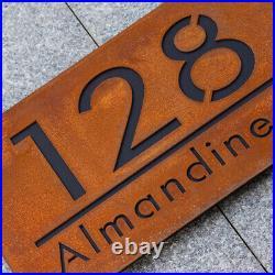 House Number Rustic Sign Street Name Address Plaque Rusted Steel