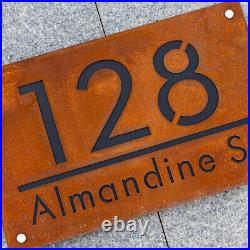 House Number Rustic Sign Street Name Address Plaque Rusted Steel