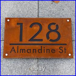 House Number Rustic Sign Street Name Address Plaque Rusted Steel