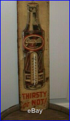 Htf Vintage Grapette Soda Advertising Wall Thermometer Metal Store Sign Display