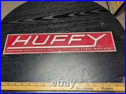 Huffy Metal Advertising Sign Hufford Industries Charlevoix Michigan MI Vintage