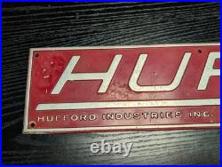 Huffy Metal Advertising Sign Hufford Industries Charlevoix Michigan MI Vintage