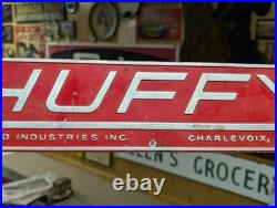 Huffy Metal Advertising Sign Hufford Industries Charlevoix Michigan MI Vintage