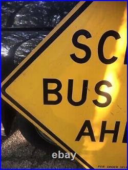 Huge 3x3' Vintage Diamond Metal School Bus Stop Sign Street Road Signs Decor Art