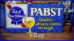 Huge Rare Vintage Pabst Blue Ribbon Metal Beer Sign 8ft by 4ft 1950's 60's era
