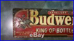 Huge Vintage Rare Anheuser Busch Budweiser Beer Embossed Large Metal Tin Sign